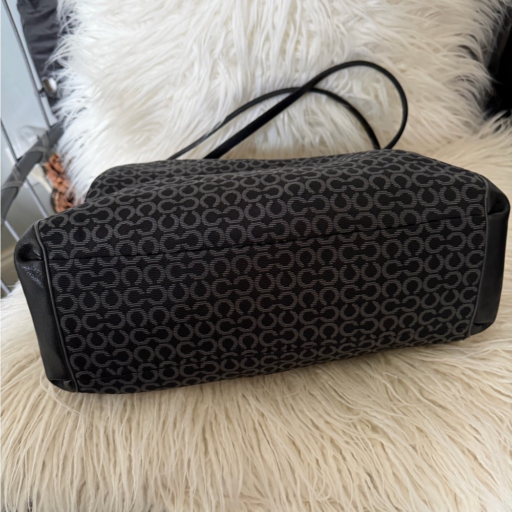 Designer-Patterned Graphite Shoulder Bag with Double Straps - Picture 8 of 13